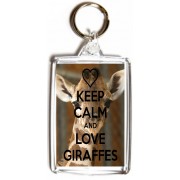 Keep Calm and Love Giraffes - Double Sided - Large Keyring