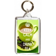 Keep Calm and Drink Tea - Double Sided - Large Keyring