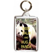 Keep Calm and Hug a Panda - Double Sided - Large Keyring