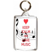 Keep Calm and Love Music - Double Sided - Large Keyring