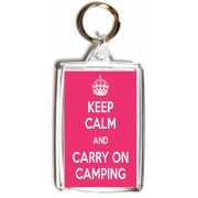 Keep Calm and Carry On Camping - Double Sided - Large Keyring