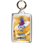 Keep Calm and Bake a Cake - Double Sided - Large Keyring
