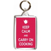 Keep Calm and Carry On Cooking - Double Sided - Large Keyring