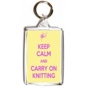 Keep Calm and Carry On Knitting - Double Sided - Large Keyring