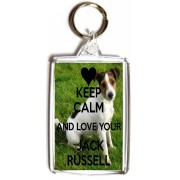 Keep Calm and Love Your Jack Russell - Double Sided - Large Keyring
