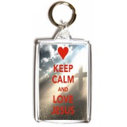 Keep Calm and Love Jesus - Double Sided - Large Keyring