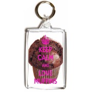 Keep Calm and Love Muffins - Double Sided - Large Keyring