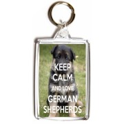 Keep Calm and Love German Shepherds - Double Sided - Large Keyring