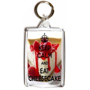 Keep Calm and Eat Cheesecake - Double Sided - Large Keyring