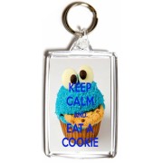 Keep Calm and Eat A Cookie - Double Sided - Large Keyring
