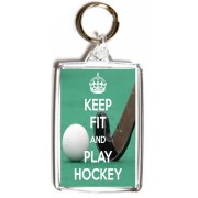 Keep Fit and Play Hockey - Double Sided - Large Keyring