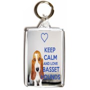 Keep Calm and Love Basset Hounds - Double Sided - Large Keyring