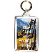 Keep Calm and Go Mountain Biking - Double Sided - Large Keyring