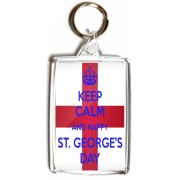 Keep Calm and Happy St. George's Day - Double Sided - Large Keyring