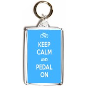 Keep Calm and Pedal On - Double Sided - Large Keyring