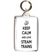 Keep Calm and Love Steam Trains - Double Sided - Large Keyring