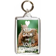 Keep Calm and Love Squirrels - Double Sided - Large Keyring