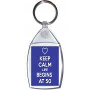 Keep Calm Life Begins at 50 - Keyring