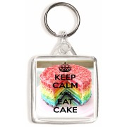 Keep Calm and Eat Cake - Square Keyring