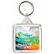 Keep Calm and Love Art - Square Keyring