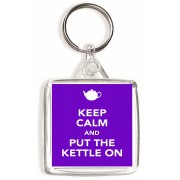 Keep Calm and Put the Kettle On - Square Keyring