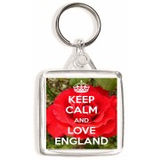 Keep Calm and Love England - Square Keyring