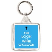 Oh Look It's Wine O'clock - Square Keyring