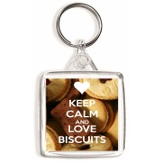 Keep Calm and Love Biscuits - Square Keyring