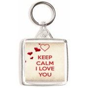 Keep Calm I Love You - Square Keyring