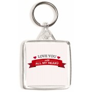 Love You with All my Heart - Square Keyring