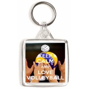 Keep Calm and Love Volleyball - Square Keyring
