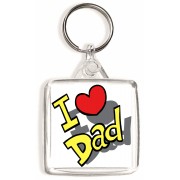 I Love (heart) Dad - Square Keyring