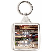 Keep Calm and Love Model Railways - Square Keyring