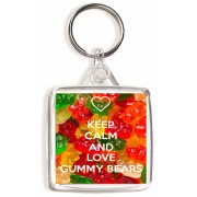 Keep Calm and Love Gummy Bears - Square Keyring